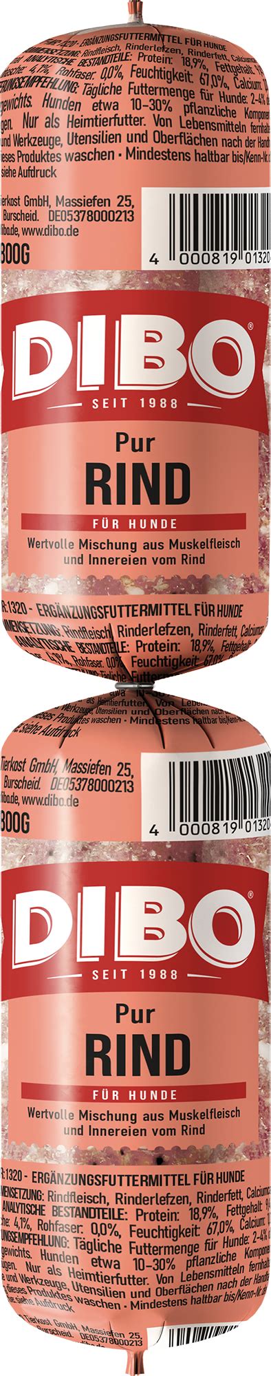 DIBO Tiefkühlwurst Rindfleisch - Frostfutter für Hunde