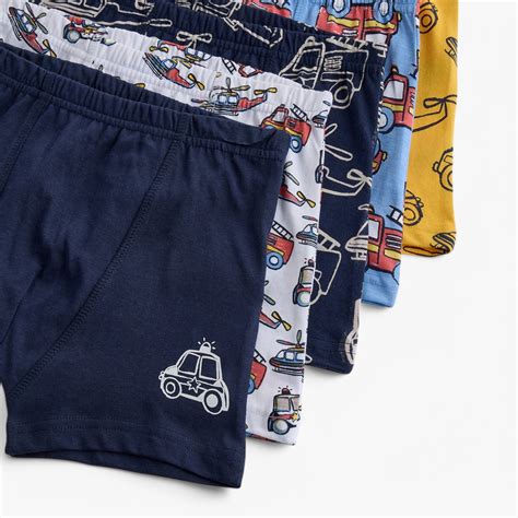Buy Juniors Vehicle Print Trunks with Elasticated Waistband - Set of 5 ...