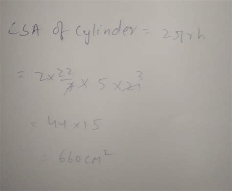 2.Find the curved surface area of a cylinder if its diameter is 10cm ...