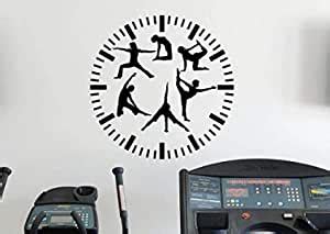 Buy LYOMAN® Fitness Clock Wall Vinyl Decal Gym Wall Sticker Sport Yoga ...