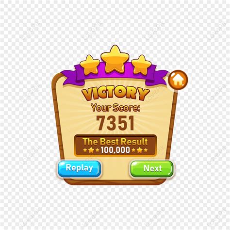 Cartoon Game Victory Interface Popup Stars Settlement, Game Clipart ...