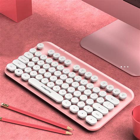 Buy Wireless Keyboard Cute Compact 2.4G USB Wireless Keyboard Round Key ...