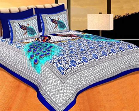 Krishna_Ent One Traditional Jaipuri Peacock Printed Cotton bedsheet ...