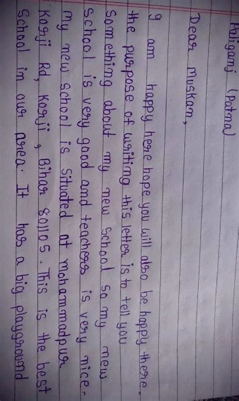 Write a letter to your friend describing your new school and how happy ...