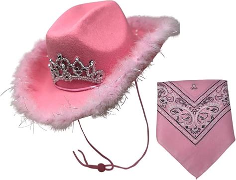 Buy Pink Cowboy Hat - Light-Up Blinking Crown Tiara Pink Cowgirl Hat ...
