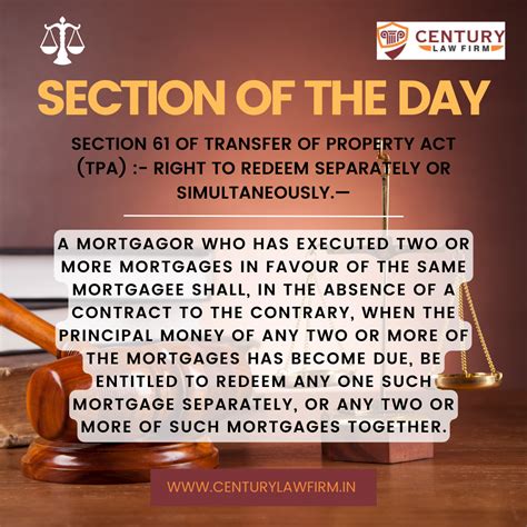 Section 61 Transfer of Property Act (TPA) - Right to Redeem Separately ...