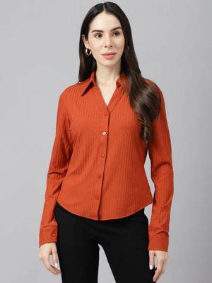 Buy Xpose Women Rust Comfy Slim Fit Casual Shirt Online