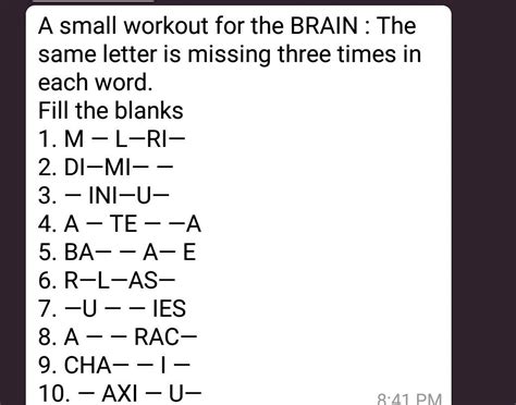 same missing 3 letter in each words - Brainly.in