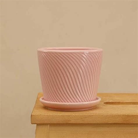 UGAOO Spiro Ceramic Pot for Indoor Plants (4 Inch, Crepe Pink) : Amazon ...