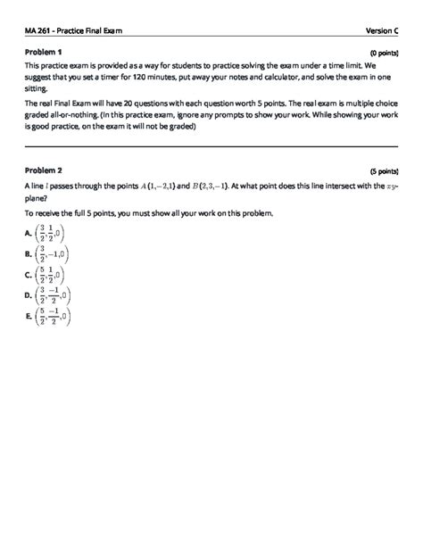 MA 261 Practice Exam 2 Version A - Updated Edition - Studocu