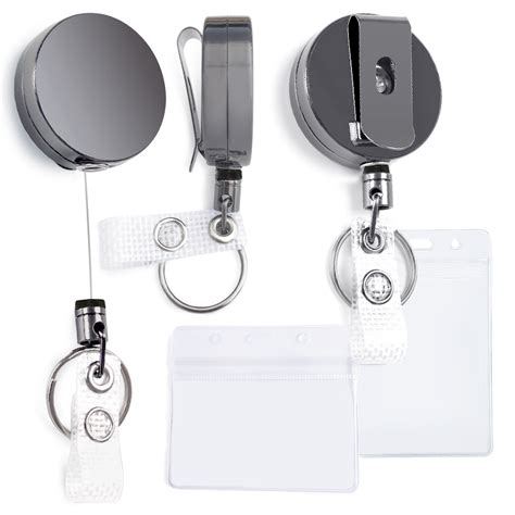 Kalevel 5pcs Retractable Badge Holder Reel Clip Heavy Duty Plastic ID ...