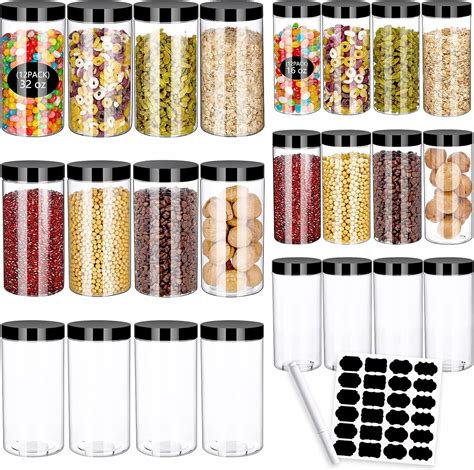 Buy 24 Pack Plastic Jars Round Large Clear Container Jars, AEGISMILE 32 ...