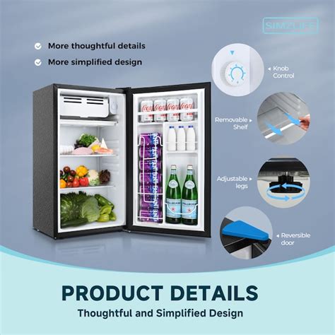 SIMZLIFE 3.2-cu ft Single Door Compact Mini Refrigerator in Black with ...