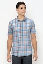 Buy Men Blue Check Half Sleeves Casual Shirt Online - 710190 | Peter ...