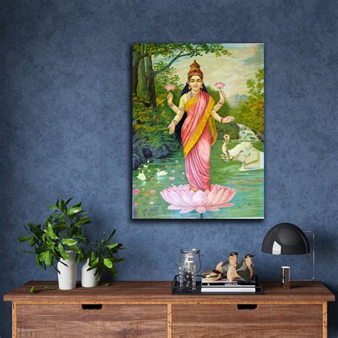 Raja Ravi Varma Goddess Lakshmi Rolled Canvas Reprint - Etsy India