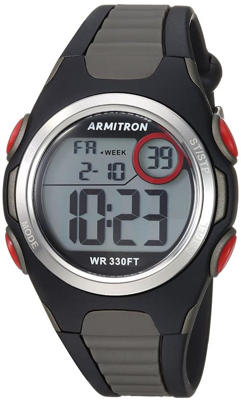 Armitron Sport Unisex 45/7076BOG Red Accented Digital Chronograph Black ...