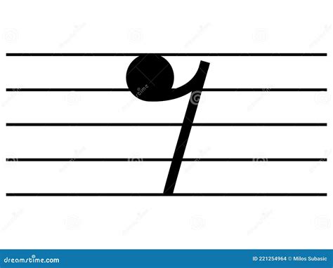 Black Music Symbol of Eighth Note Rest on Staff Lines Stock Vector ...