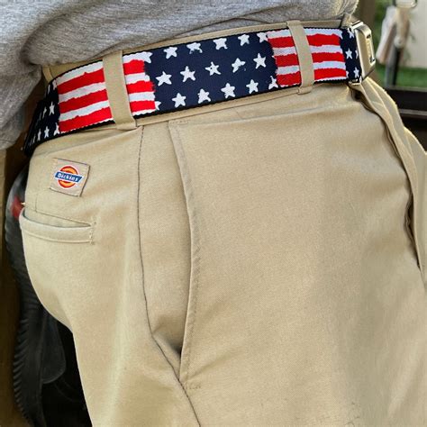 Stars & Stripes American USA Flag Belt Weathered US United States Seat