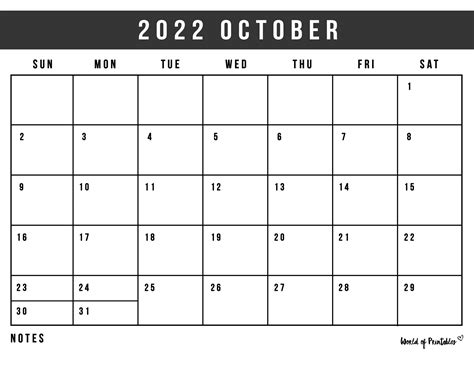Free Printable October 2022 Calendars - World of Printables