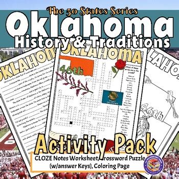 Get to Know OKLAHOMA Activity Pack: Crossword Puzzle, CLOZE Worksheet