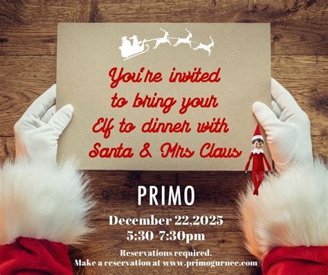 Bring your Elf to Dinner w/Santa & Mrs Claus, 720 Milwaukee Ave, Gurnee ...