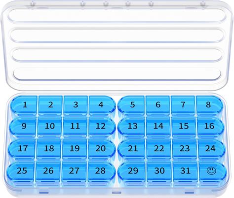 Amazon.com: DOHIMGIO Monthly Pill Organizer - 30 Day Pill Box - Easy to Open - Large ...