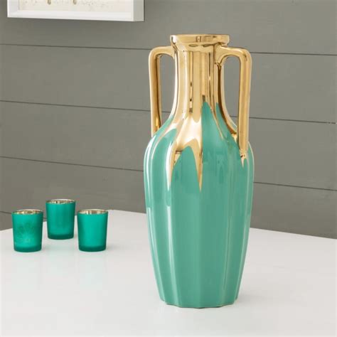 Buy Splendid Zara Gold Accent Vase With Handle from Home Centre at just ...