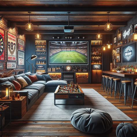 "Ultimate Getaway: Rustic-Cool Man Cave with Entertainment Essentials ...