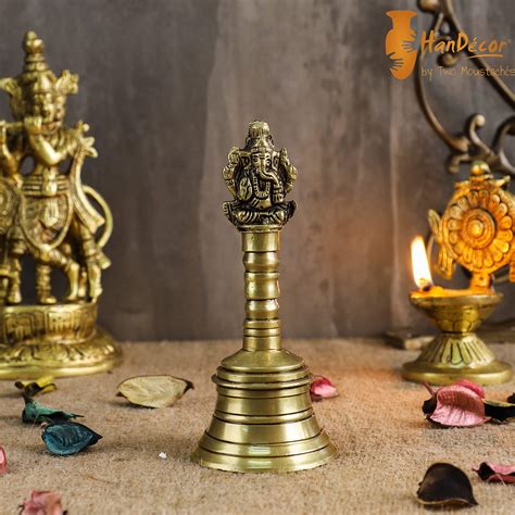 Buy Pure Source India Brass Bell Temple Ghanta Pooja Bell (2 KG, Gold ...