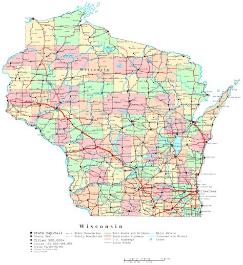 Printable Wisconsin County Map
