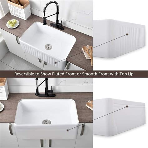 Buy White Farmhouse Sink 30 Inch - Bokaiya Fireclay Farmhouse Sink ...