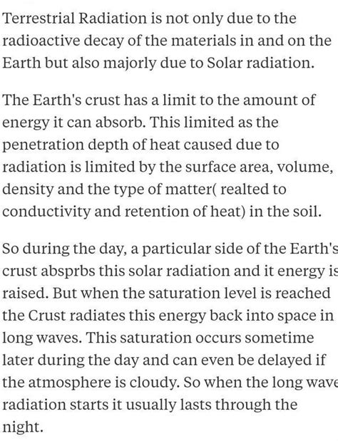 Why does terrestrial radiation occur mostly at night - Brainly.in