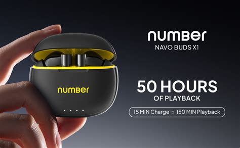 Number Navo Buds X1 w/ 50H Playtime, Dual Pairing, 13mm Speakers, ENC ...