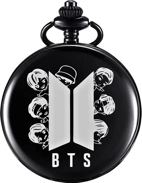 GT Gala Time Classic Black Gandhi Style Pocket Watch BTS Logo Engraved ...