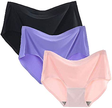 PLUMBURY® Women's Seamless Ice Silk Panties (Pack of 3) Black/Pink ...