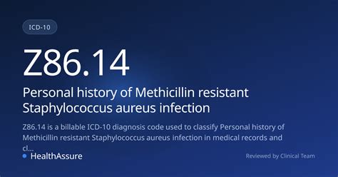 ICD-10 Code Z86.14 for Personal history of Methicillin resistant ...
