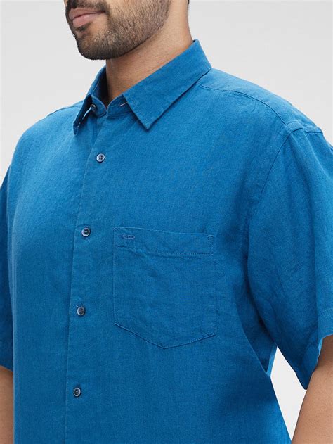Colorplus Men Blue Solid Regular Fit Half Sleeve Spread Collar Shirt ...