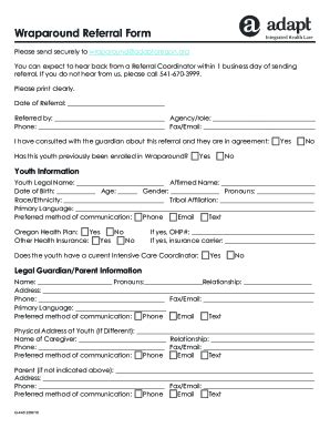 Fillable Online Wraparound Referral Form - Adapt Oregon Fax Email Print ...