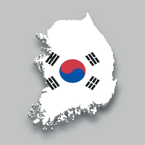 3d isometric Map of South Korea with national flag. 11175449 Vector Art at Vecteezy