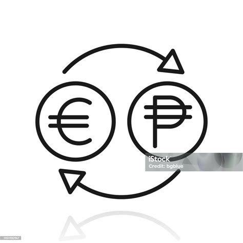 Currency Exchange Euro Peso Icon With Reflection On White Background ...
