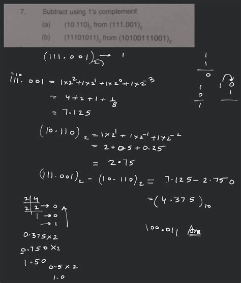 Image result for Subract the Fallowing Decimal Numbers Using 1s Complement