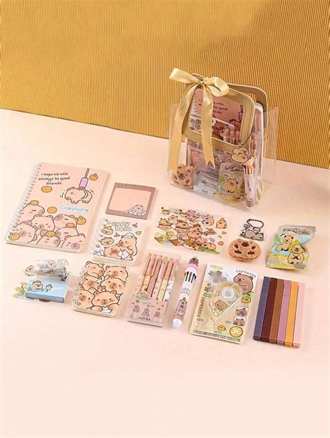 1 Pc A Capybara-Themed Stationery Gift Set Including Notebooks, Pens ...