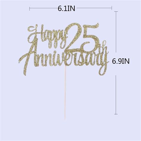 Buy YUINYO 25th Happy Anniversary Party Decoration Gold Glitter happy ...
