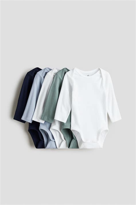 5-pack bodysuits - Blue/Dusty green/White - Kids | H&M IN