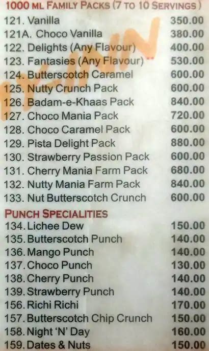 Menu at Creamy Inn, Chennai