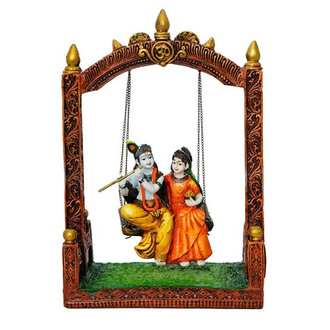 Colorful Radha Krishna on Swing Handcrafted Polyresin Figurine ...