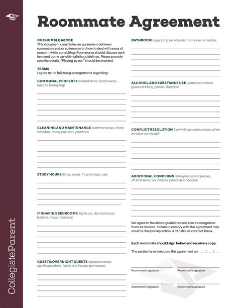 Roommate Expectations Template - Printable Word Searches