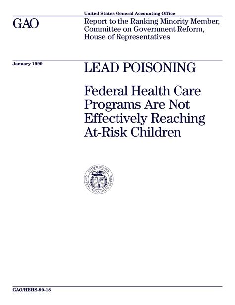 Lead Poisoning: Federal Health Care Programs Are Not Effectively ...