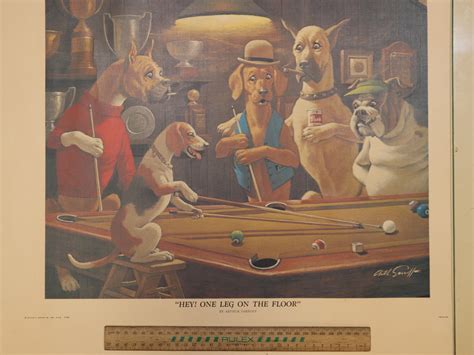 Lot - 2 UNFRAMED PRINTS OF DOGS PLAYING SNOOKER/POOL (THE HUSTLER & HEY ...
