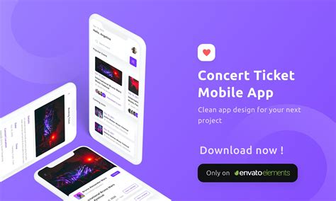 演唱会门票App界面设计模板 Concert Ticket Mobile App – 设计小咖